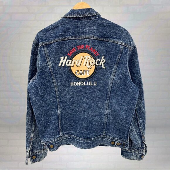 Vintage 90s Lee Jeans Hard Rock Cafe Oversized Jacket Size Small (Fits Large) - Picture 1 of 7